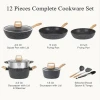 OWNSWING 12pcs Pots and Pans Set Non Stick Kitchen Cookware Sets Induction Cookware Nonstick Granite Cooking Set Frying Pan