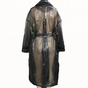 P18E140BE adult women latest fashion pu transparent waterproof mac fabric clear raincoats