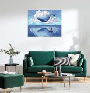 Painting Handmade DIY Oil Painting Canvas Wall Art Paint By Number  Blue Shark 40*50cm