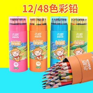 Paper tube packing 7 inch 12 24 36 48 pcs color pencil set personalized kids 12 24 36 48color pencil