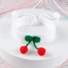 Pet red cherry handmade collar pet jewelry cat neck collar Japanese style hand knitting wool collar