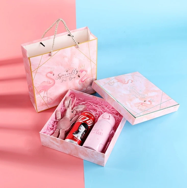 Pink Paper Box and Bag, Gift packing paper box