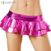 Pink Women Solid Novelty Metallic Denim Pleated Mini Skirt Black Extreme Mini Skirts