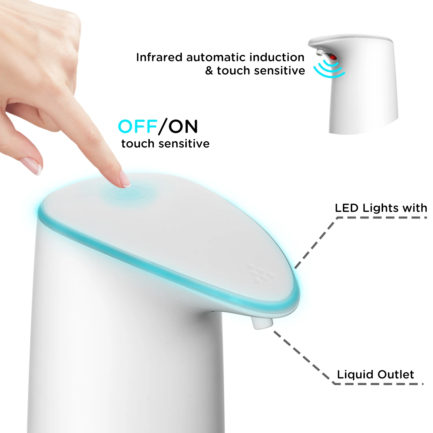 Plastic 400Ml Aa Battery Powered Touchless Sensor Bathroom Smart Soap Dispenser Automatic Liquid Hand Sanitizer