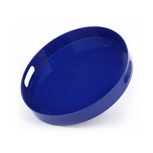 Plastic Round Non Slip Serving Tray with handles for promotion