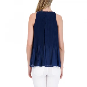 Pleated Sleeveless Crepe Top 2021 Trending Fashionable Brand Apparel Summer Crop Top Fashionable Ladies Tops and Blouse