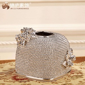 Polyresin and acrylic tissue box table decoration and accessories table paper holder luxury resin bathroom accessories