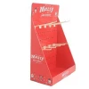 POP cardboard counter display stands with plastic hooks paper shelves for small accessories