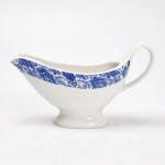 Porcelain Gravy Sauce Boat, White Color with Decal