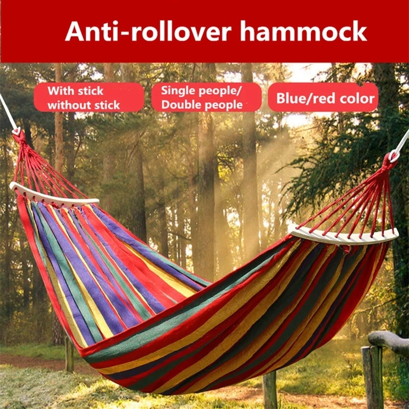 Portable Hammock Outdoor Hammock Garden Sports Home Travel Camping Swing Canvas Stripe  Hammock