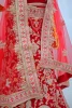 Premium Quality Material Bridal Red Embroidered Velvet Lehenga Choli with Dupatta for Worldwide Export