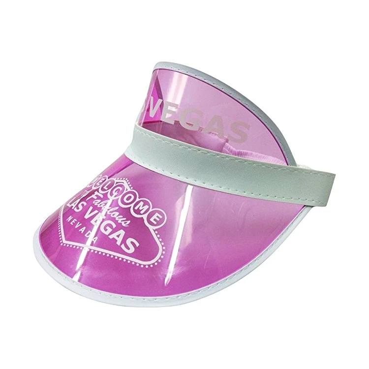 Promotional pink plastic sunvisor cap transparent pvc sun visor