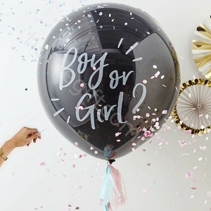 QAKGL Party Decorations Baby Shower Balloon Set Suitable For Both Air And Helium Black Gender Reveal Confetti Balloon Decoration