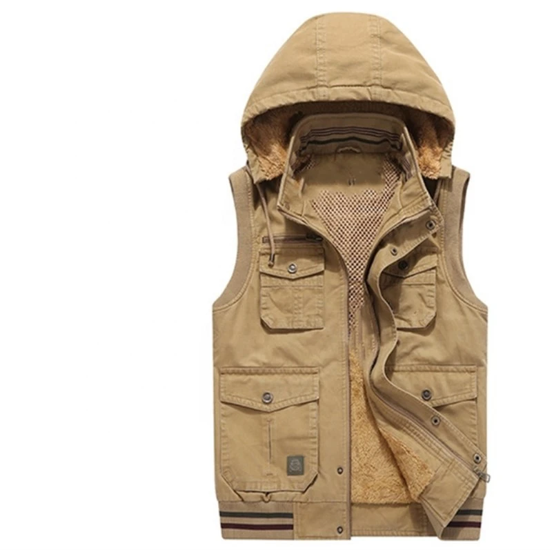 ready to ship fast supply mens hooded  cargo vests