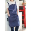 Recycled Apron Cross Back Adjustable Barbecue Apron Multi Pockets Tool Rpet apron Full Bib with Chunky Eyelets