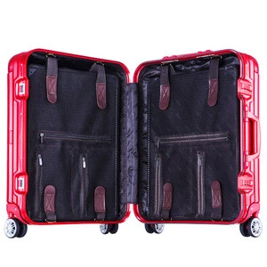 Red Aluminum Hard Trolley Luggage