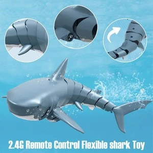 Remote Control Shark Toys 2.4G Simulation RC Shark Boat Water Swimming Fish RC Animal Toy Swing Fiexibly Shark Swimming Pool