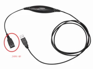 Replaceable Quick Disconnect Cord USB to QD Adapter with Volume Control and Mute for Telephone Headset
