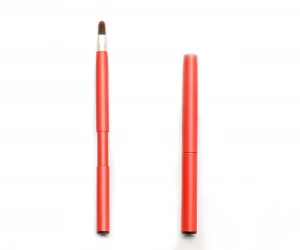 Retractable Cosmetic Lip Brush Red Handle Aluminum Material