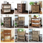 retro solid wood modern simple 40CMAmerican pastoral rattan storage locker drawers  bedside table nightsands