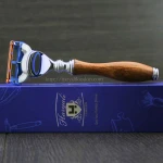 Rose Wood Handle Men's Shaving Razor With Five Blade Head(Replaceable Head)