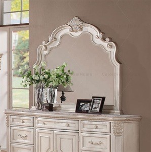 Royal Design White Bedroom furniture antique vanity dresser with mirror