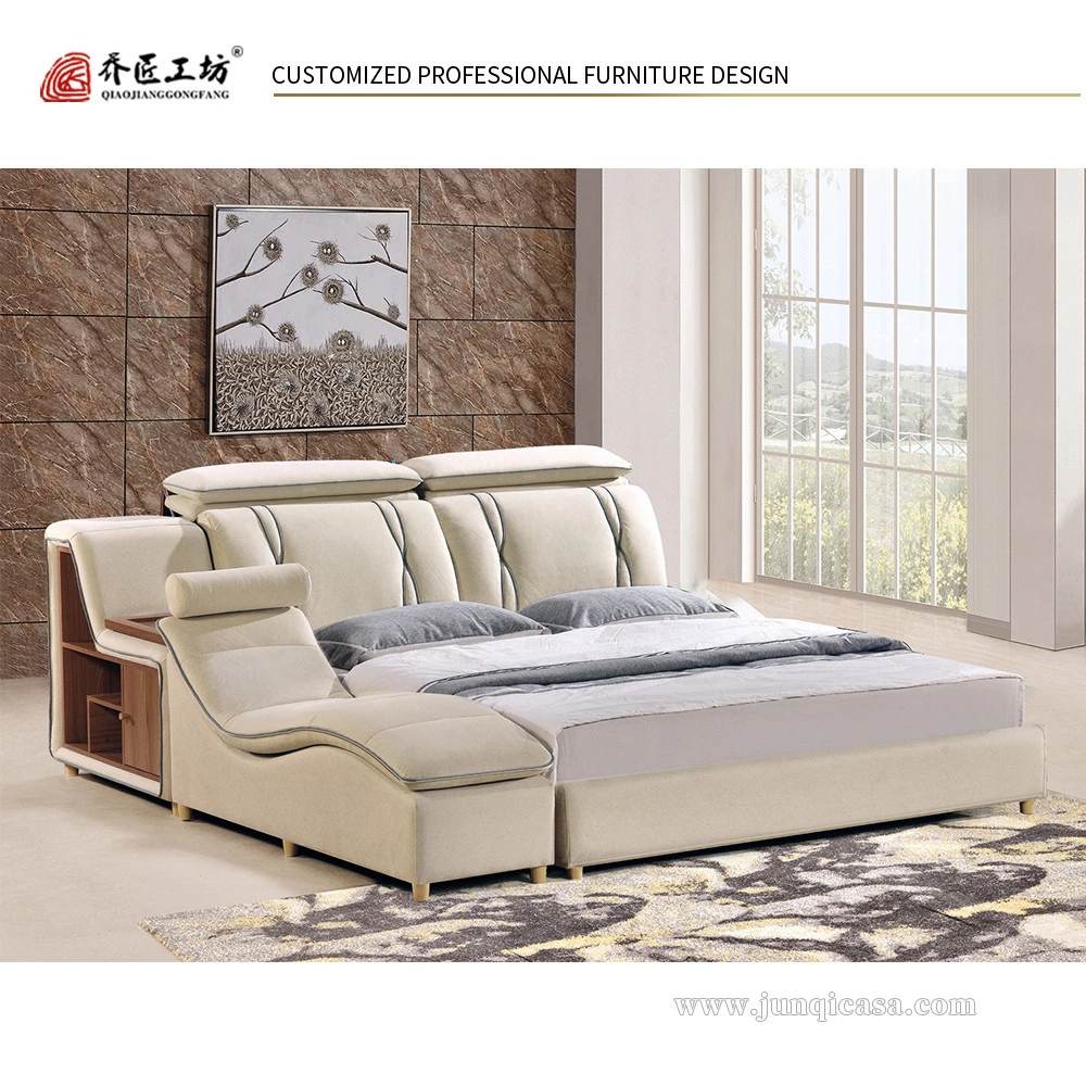 Royal Luxury Bedroom Furniture Factory Price Modern Leather Fabric Bed With Storage and Massage Functional