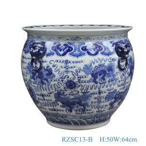 Rzsc13-a/B/C Jingdezhen Hand Painted Dragon Pattern Blue and White Big Porcelain Planter