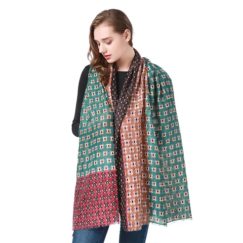 scarfs designer three-color small checkered pattern printed scarf for women long polyester scarf