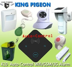 Self defense safety gsm home alarm with APP/GSM,smart gsm wireless alarm system & fire alarm work with IP camera K10
