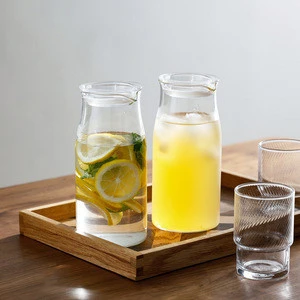 SHIMOYAMA Stocked Wholesale Burst proof Borosilicate Glass Water or Wine Carafe with Glass Lid