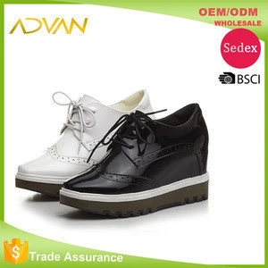 Shoes Casual Women Genuine Leather Lace Up Bullock Height Increase Platform Women Shoes