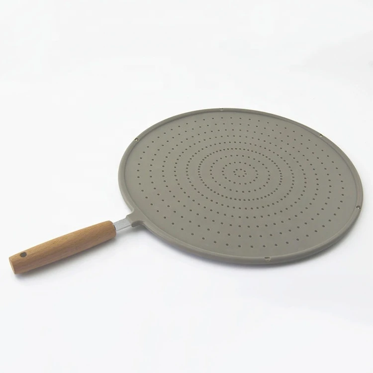 Silicone Splatter Screen Guard Strainer With Wood Handle SW-CT41