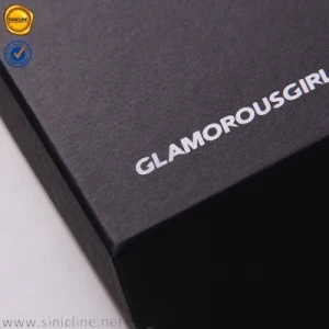 Sinicline Custom Black Luxury Bra Packaging Box with White Logo