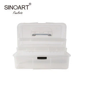 SINOART Hot Sale Portable Red Plastic Art Tool Box With Two Layers