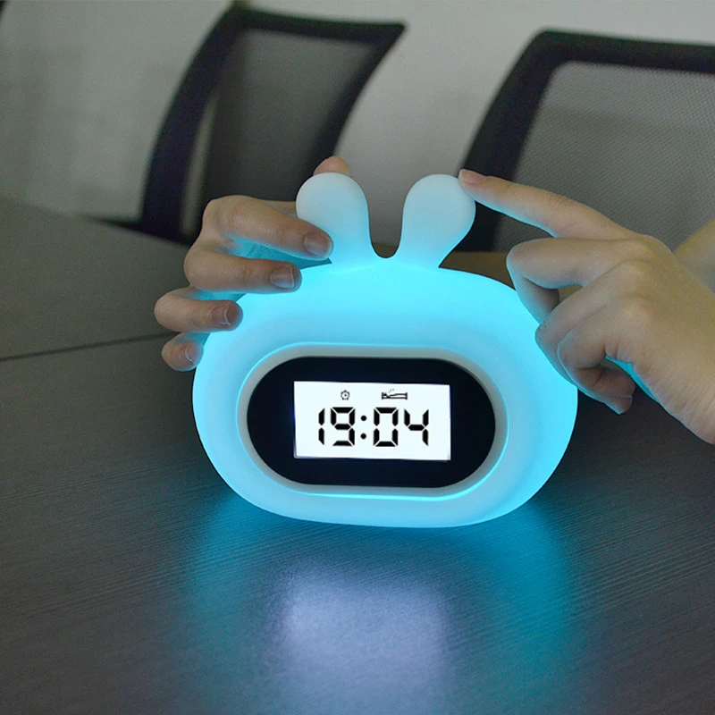 Smart Wake Up Night Light Children Analog Retro  Led Sunrise Table Alarm Clock
