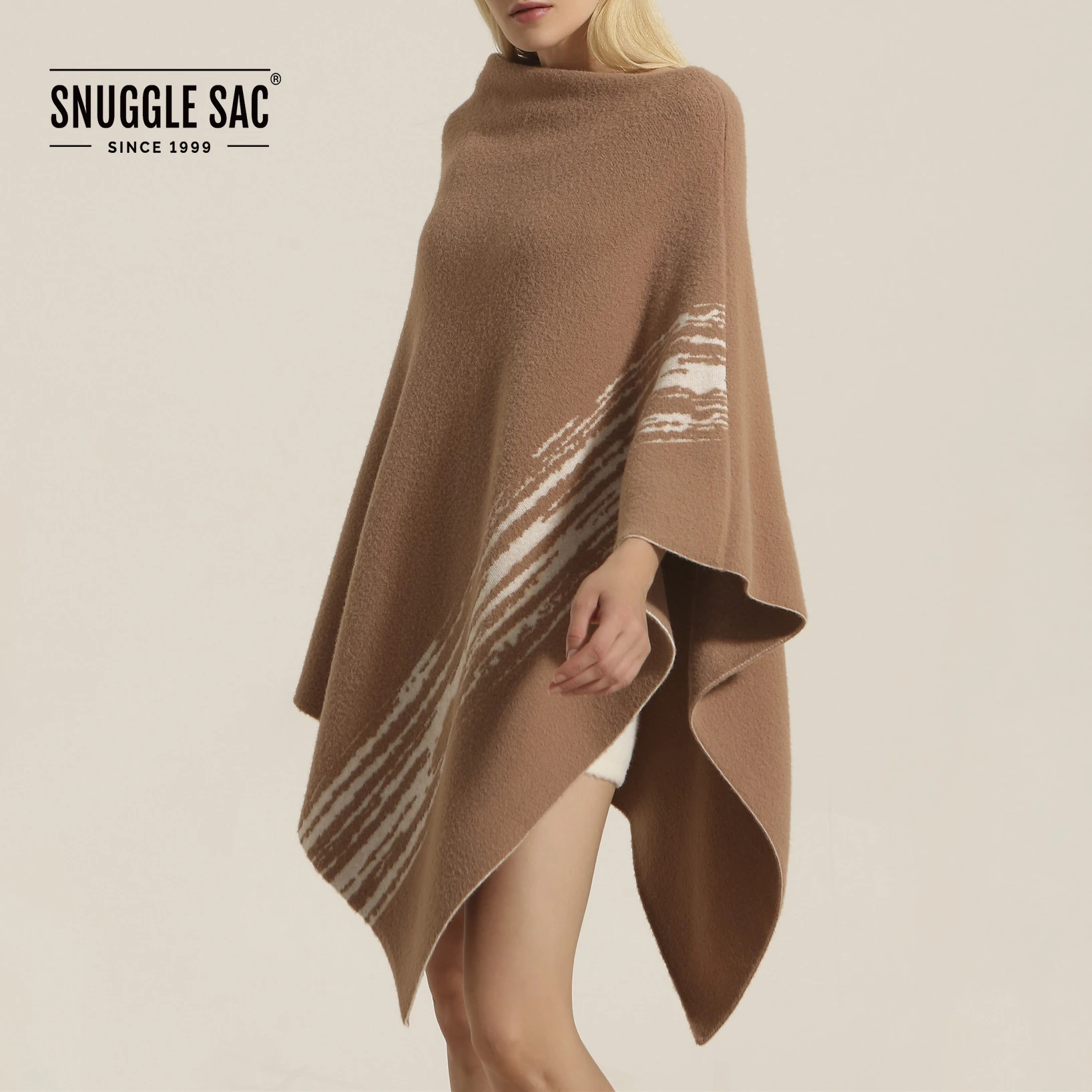 Snuggle Sac Air Feel Super Soft Cape Shawl Oversized Warm Women Poncho Shawl for Winter