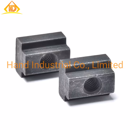 Customized China Supply Tapped Through M5 M6 M8 Black Steel T Slot Nut Set in Workbench or Table