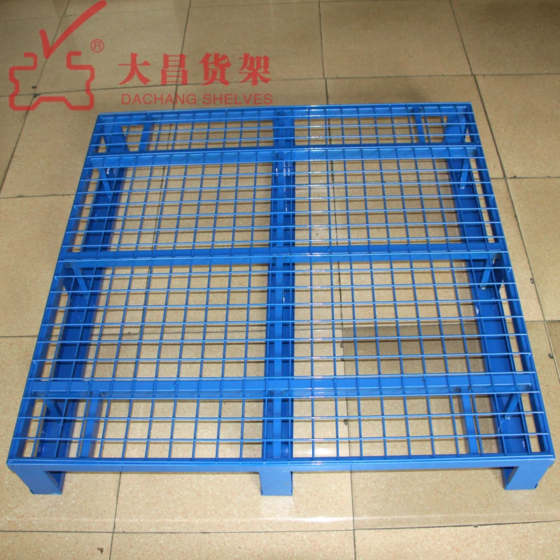 Stackable and mobile storage wire mesh container mesh roller pallet Standard size heavy duty metal pallets galvanized steel pall