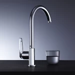 Stainless stee deck mount kitchen faucet ceramic cartridge mixer water tap