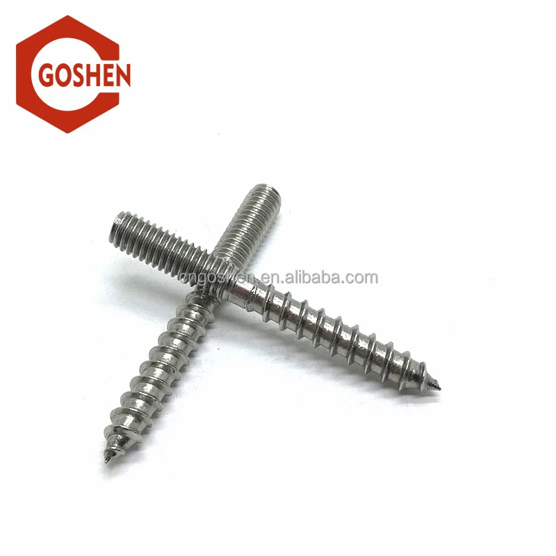 stainless steel Double head threaded wood screw/Hanger Bolts