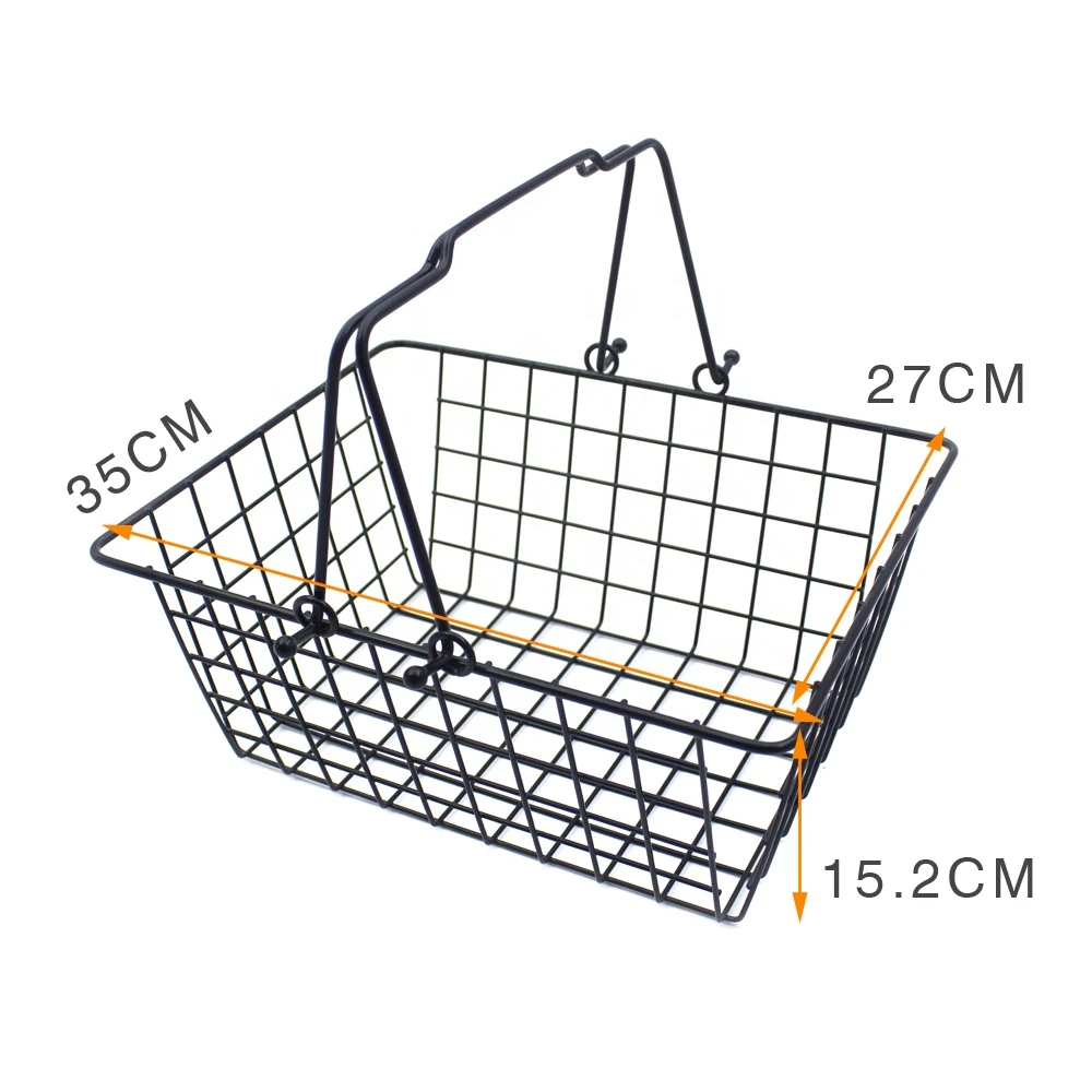 Storage Baskets Steel with Black Color Metal with Handle Wire Basket Aceptable 1000pcs Multifunctional