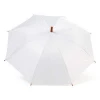 Strong windproof and waterproof fabric wooden handle wedding custom logo print golf white umbrella with plastic J handle