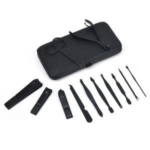 Stylish Black Stainless Steel High Quality Manicure Nail Kit 12Pcs
