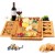 Import Sublimation blank cheese platter bamboo cheese cutting board luxury charcuterie board bamboo cheese board set with cutlery from China
