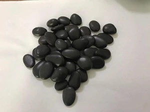 Super High Polished Flat Round Stone Black Pebbles for Garden