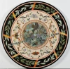 Table Black Marble Italian Inlaid Hard Stones Vintage Pietra Dura Top,Mosaic Tiled Coffee Table