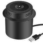 Table Insert Wireless Charger, 12V Pop-up Furniture Qi Charger with Dual Micro USB Charging Port