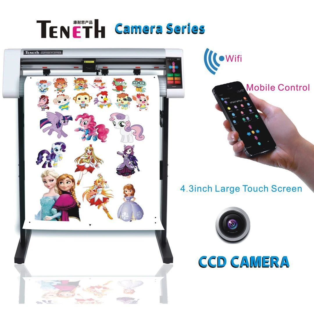 Teneth Real Camera vinyl cutting plotter/ 1000g high cutting force cutter / automatic contour cutting with full touch screen