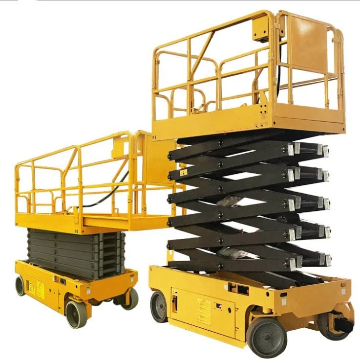 Trail-type small self moving aerial work platform folding electric scissor lift auto with extension platform